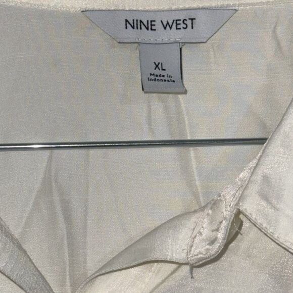 Nine West Womens Cream Button-Down Dress XL Rayon & Polyester - Picture 3 of 7